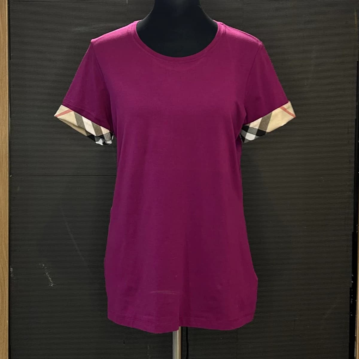 Women's Check Cuff short sleeve t-shirt