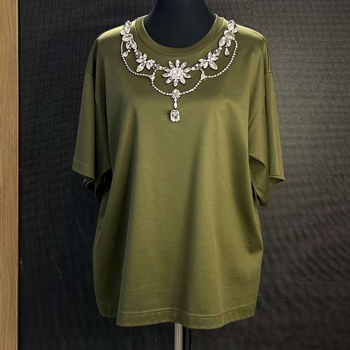 D&G Crystal Embellished choker-style T-shirt