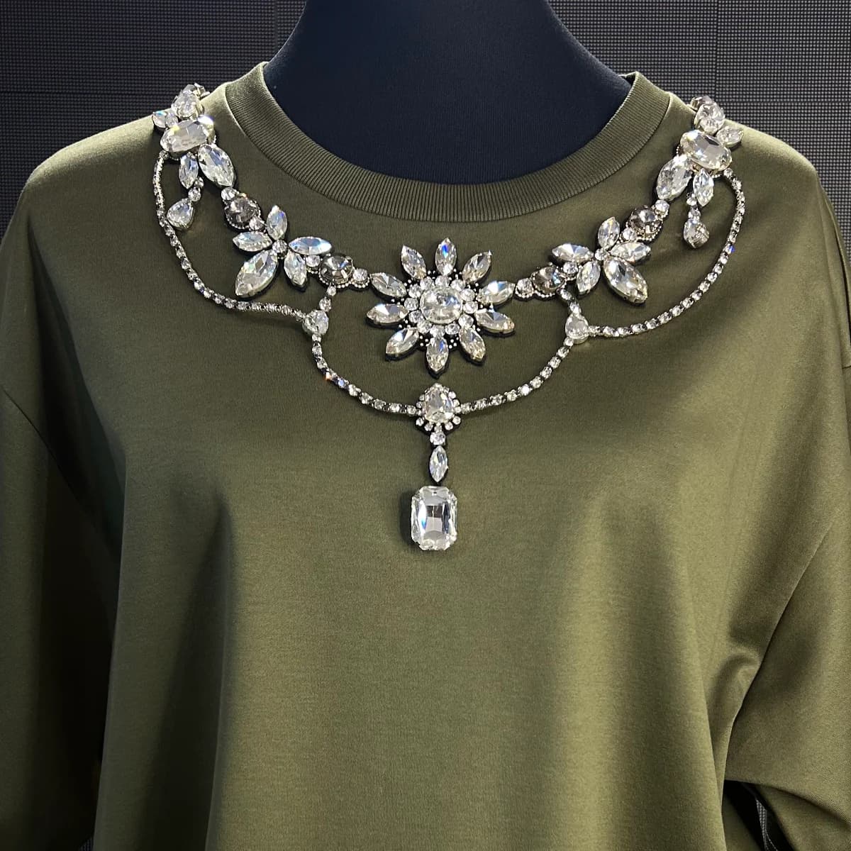 D&G Crystal Embellished choker-style T-shirt