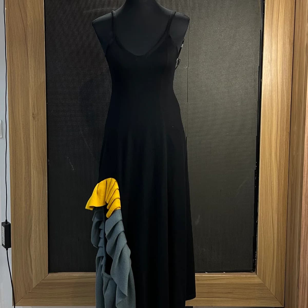 Ruffle trimmed wool slip dress