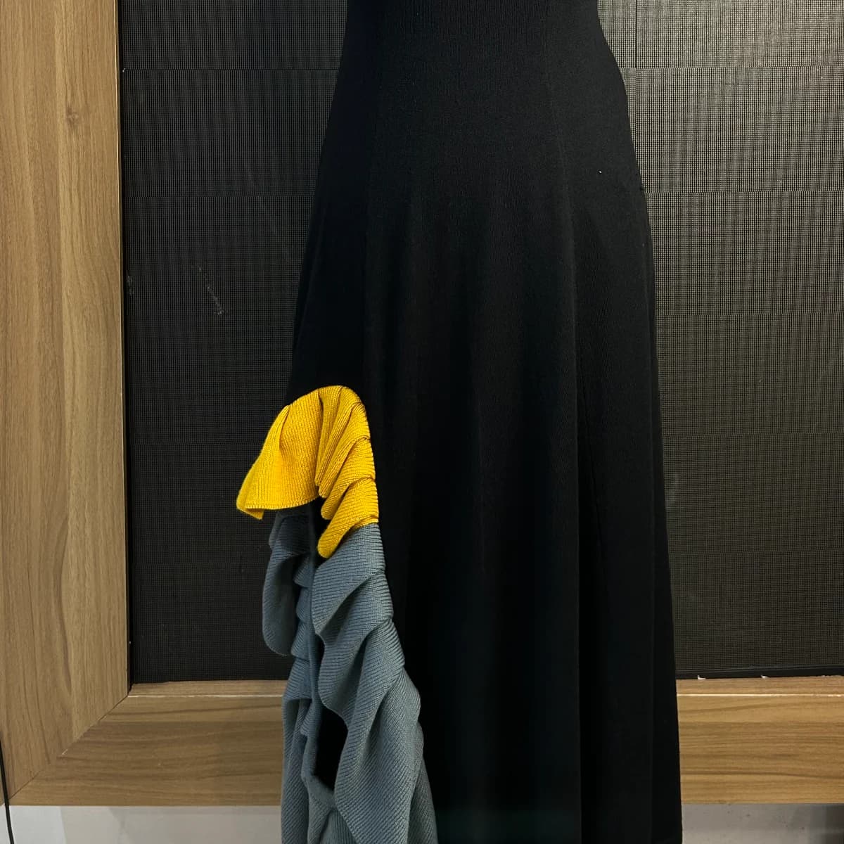 Ruffle trimmed wool slip dress