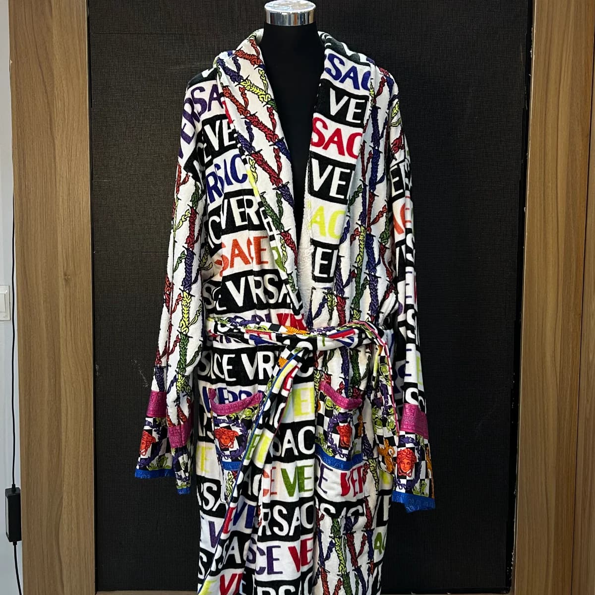Versace Virtus logo cotton bathrobe