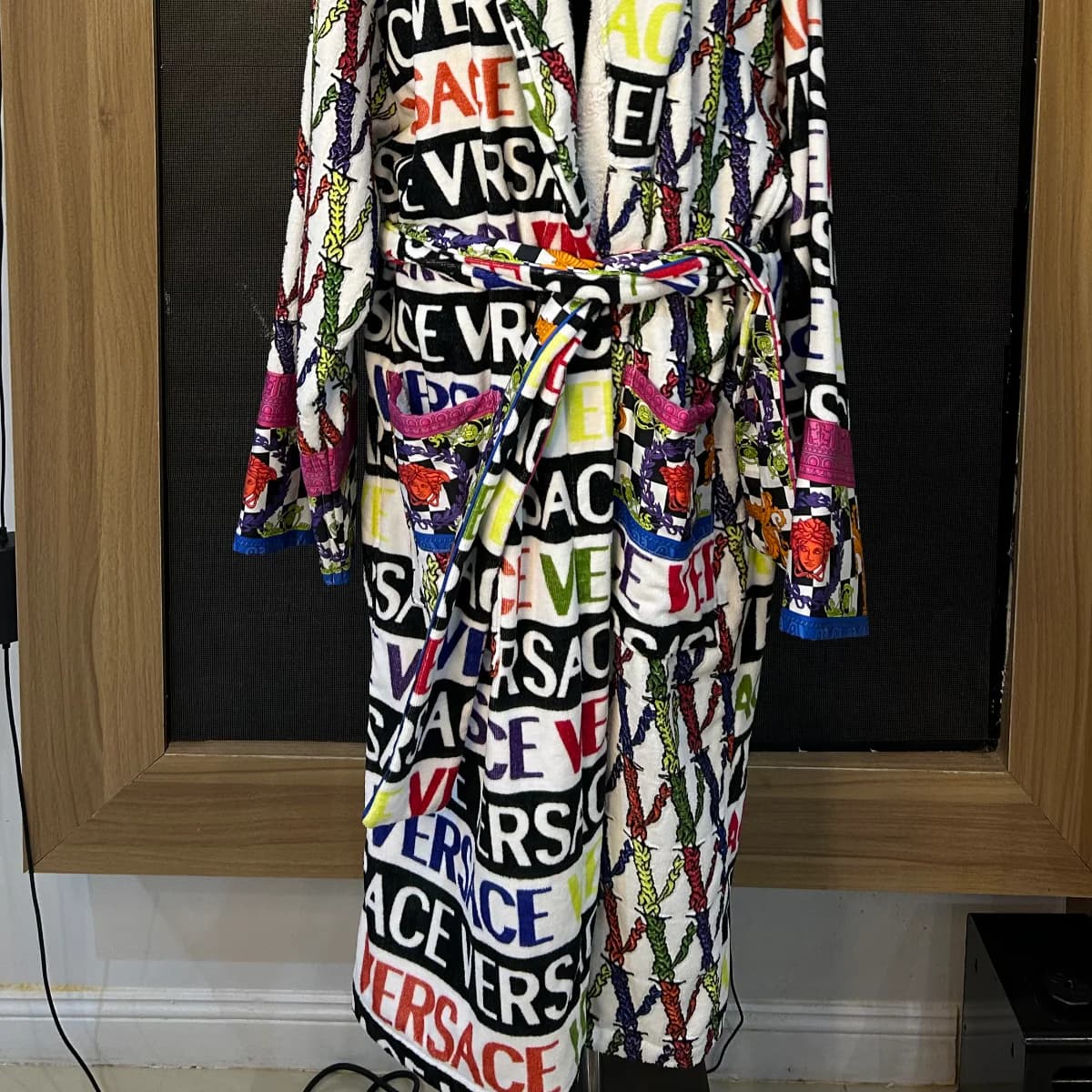 Versace Virtus logo cotton bathrobe