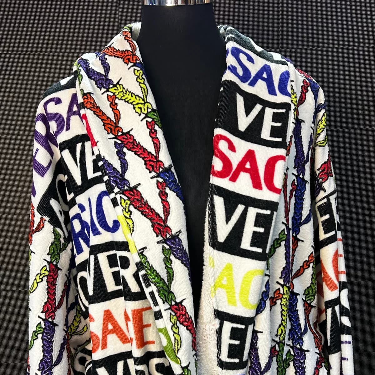 Versace Virtus logo cotton bathrobe