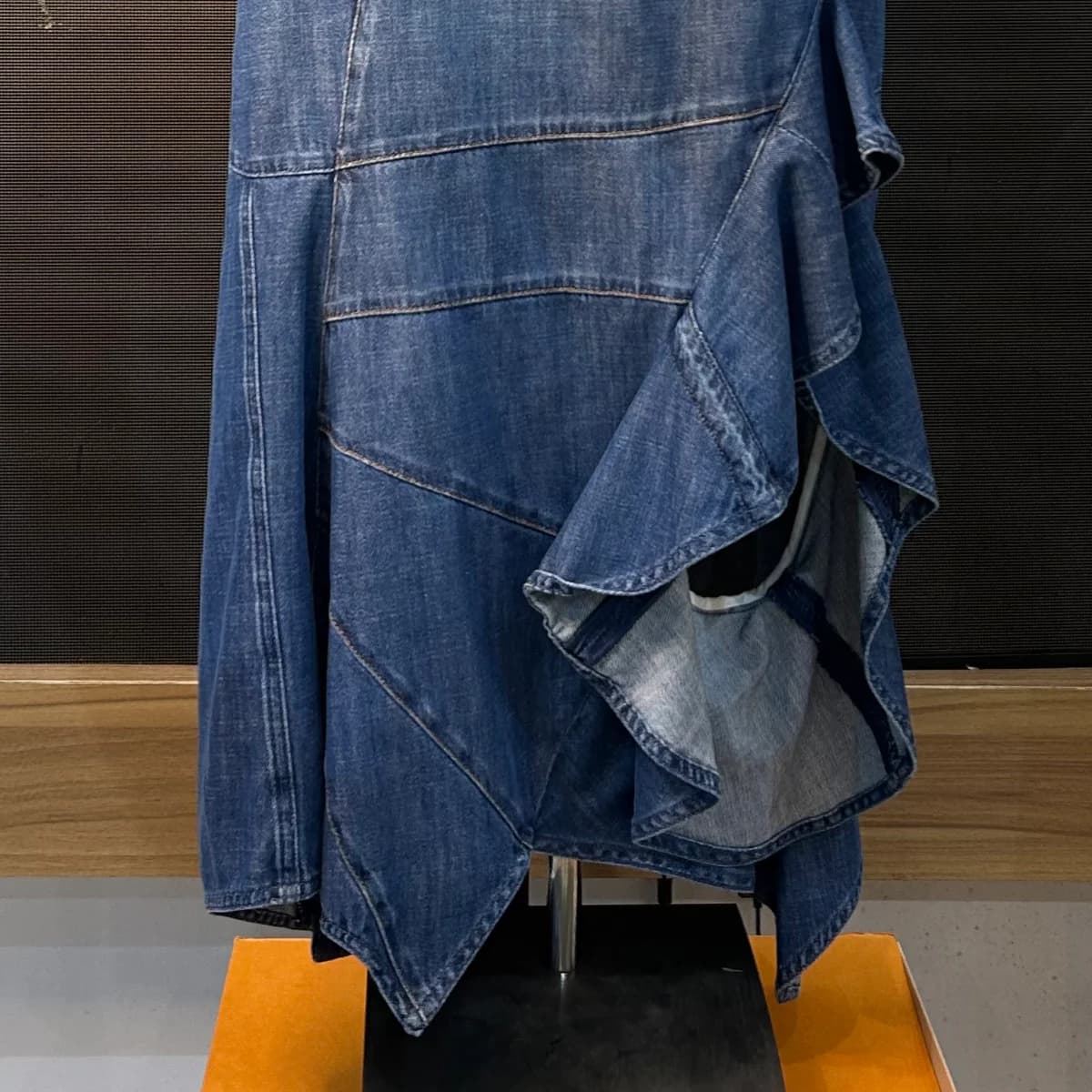 Loewe Asymmetric denim midi skirt