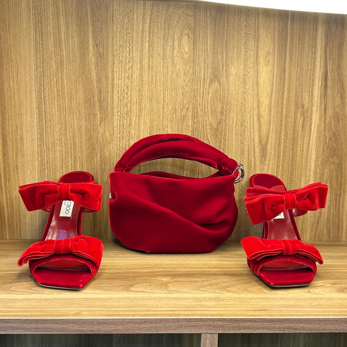 Jimmy choo flaca 100 velvet mules with matching velvet bonny bag