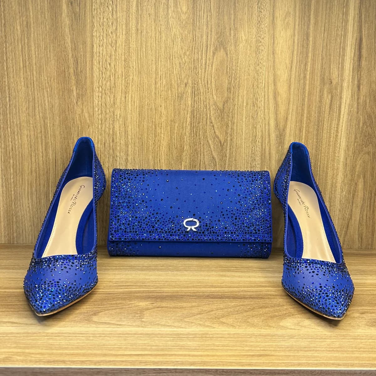Crystal Rania Heel with matching rania clutch