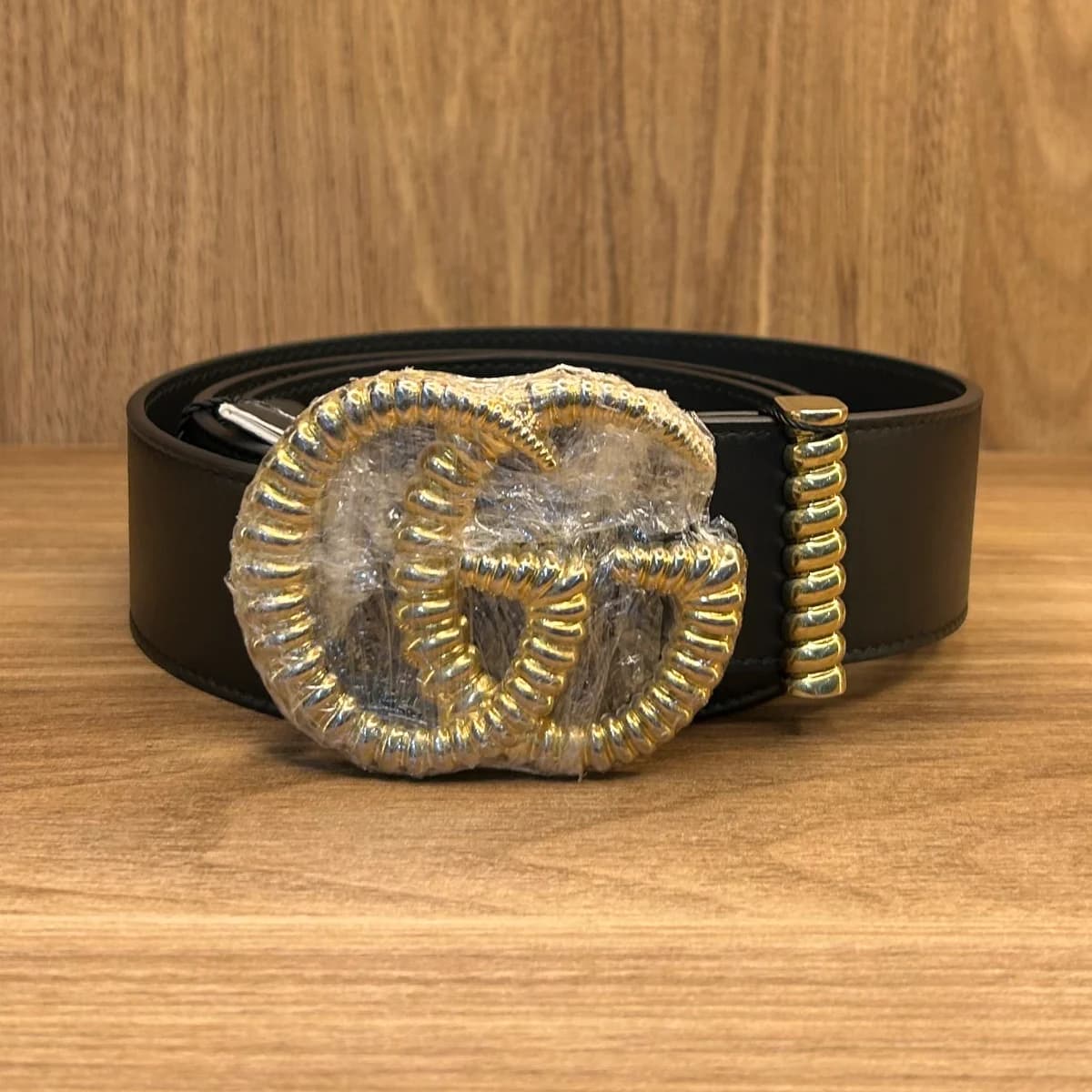 Leather belt with Torchon Double G buckle