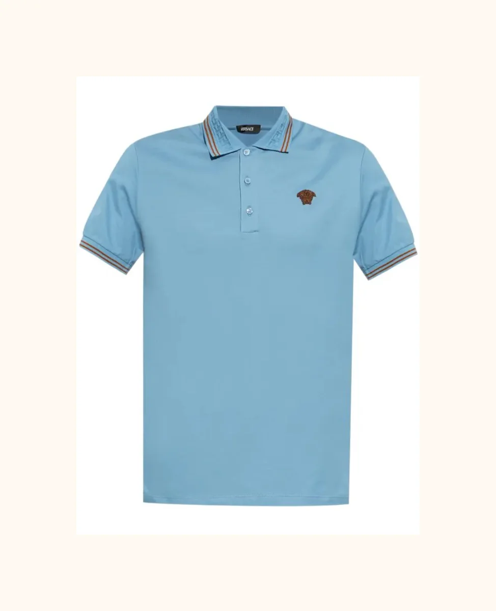 Versace embroided medusa polo shirt