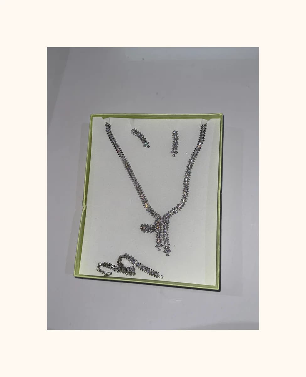Cubic Zirconia Necklace and Earrings Set