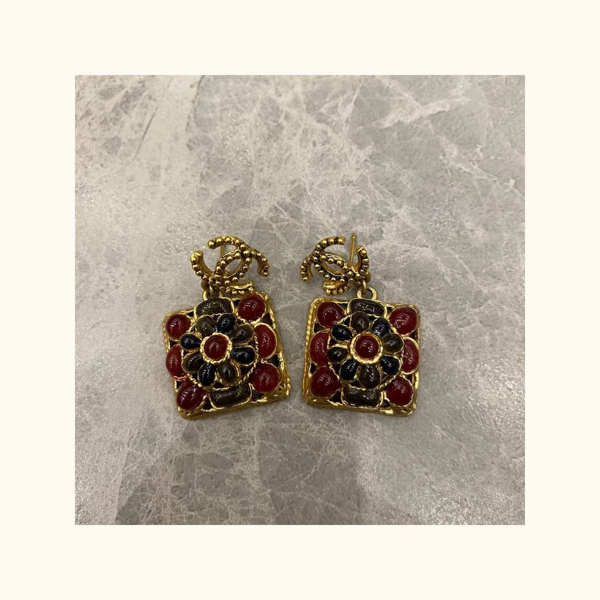 square Gripoix earrings