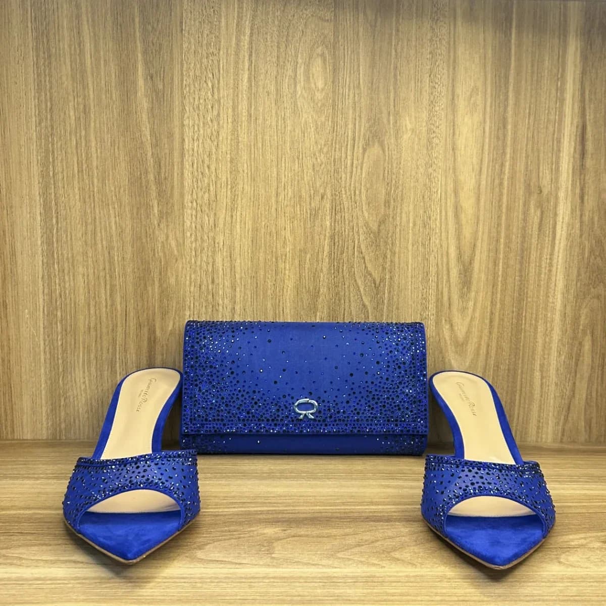 Crystal Rania Mule with matching rania clutch