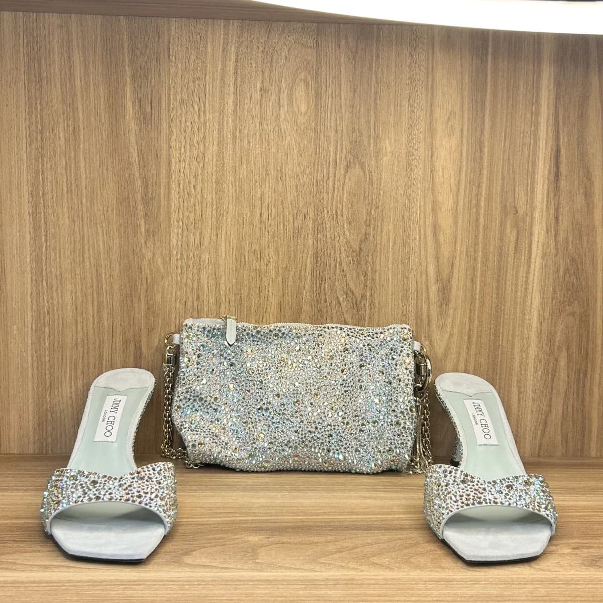 jimmy choo skye mules with matching callie clutch